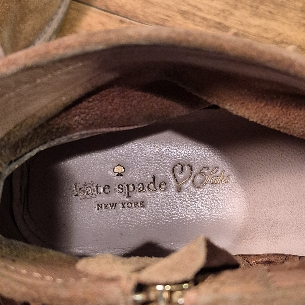 KATE SPADE 'Betsie' Suede Flat Boho Fringe Ankle Boots, Size 8.5M - Picture 9 of 16